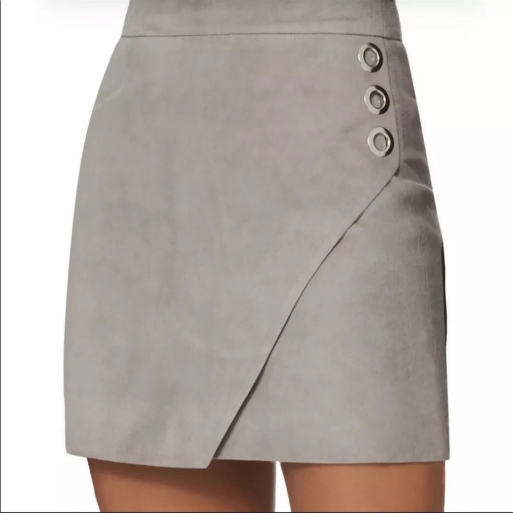Michelle Mason Grey suede wrap skirt with metal accent size:2